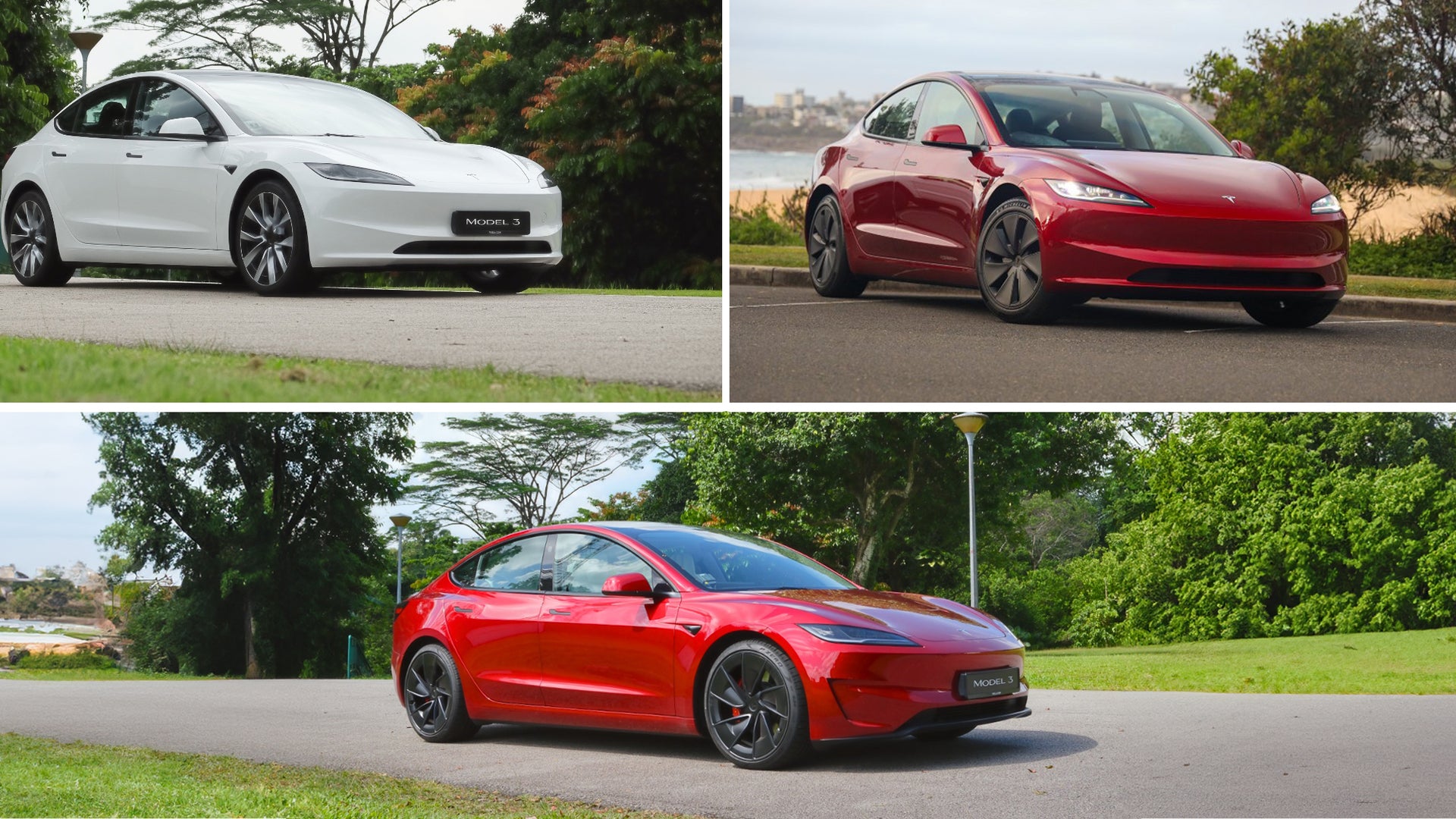 Comparison Tesla Model 3 2024 Highland models