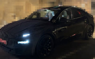 Camouflaged Tesla Model Y Juniper Spotted in China: Split Headlights For The First Time