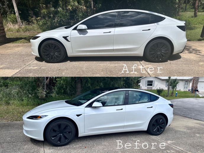 2024 Tesla Model 3 Wheel Covers 18 Inch Hubcaps Wheel Hub Caps Before and after installation