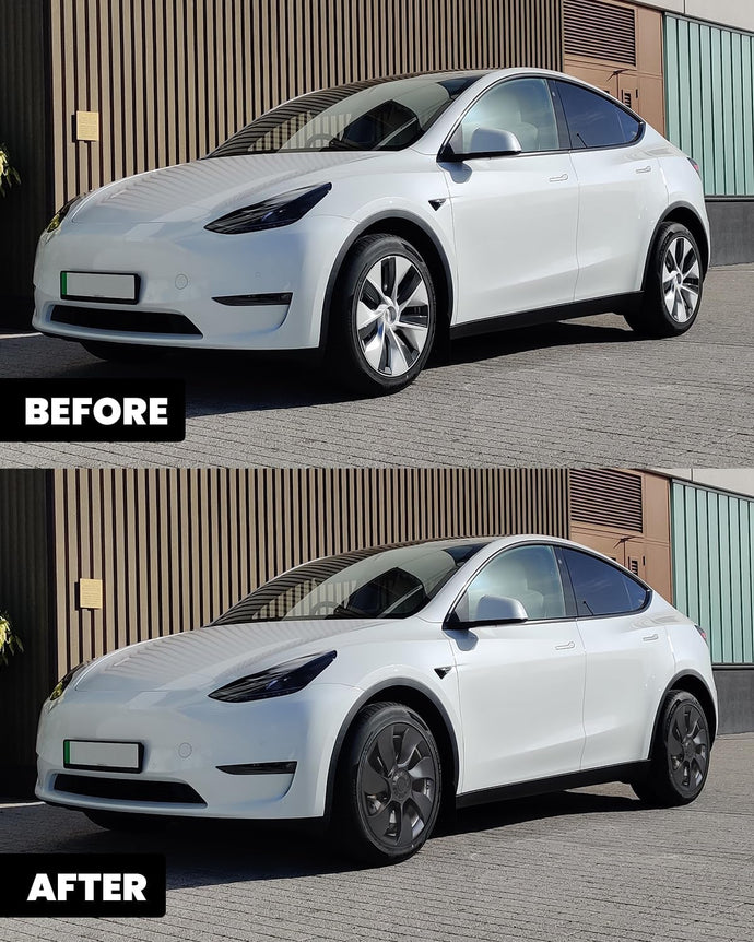 19 inch Tesla Model Y Wheel Covers Hubcaps Before and after installation