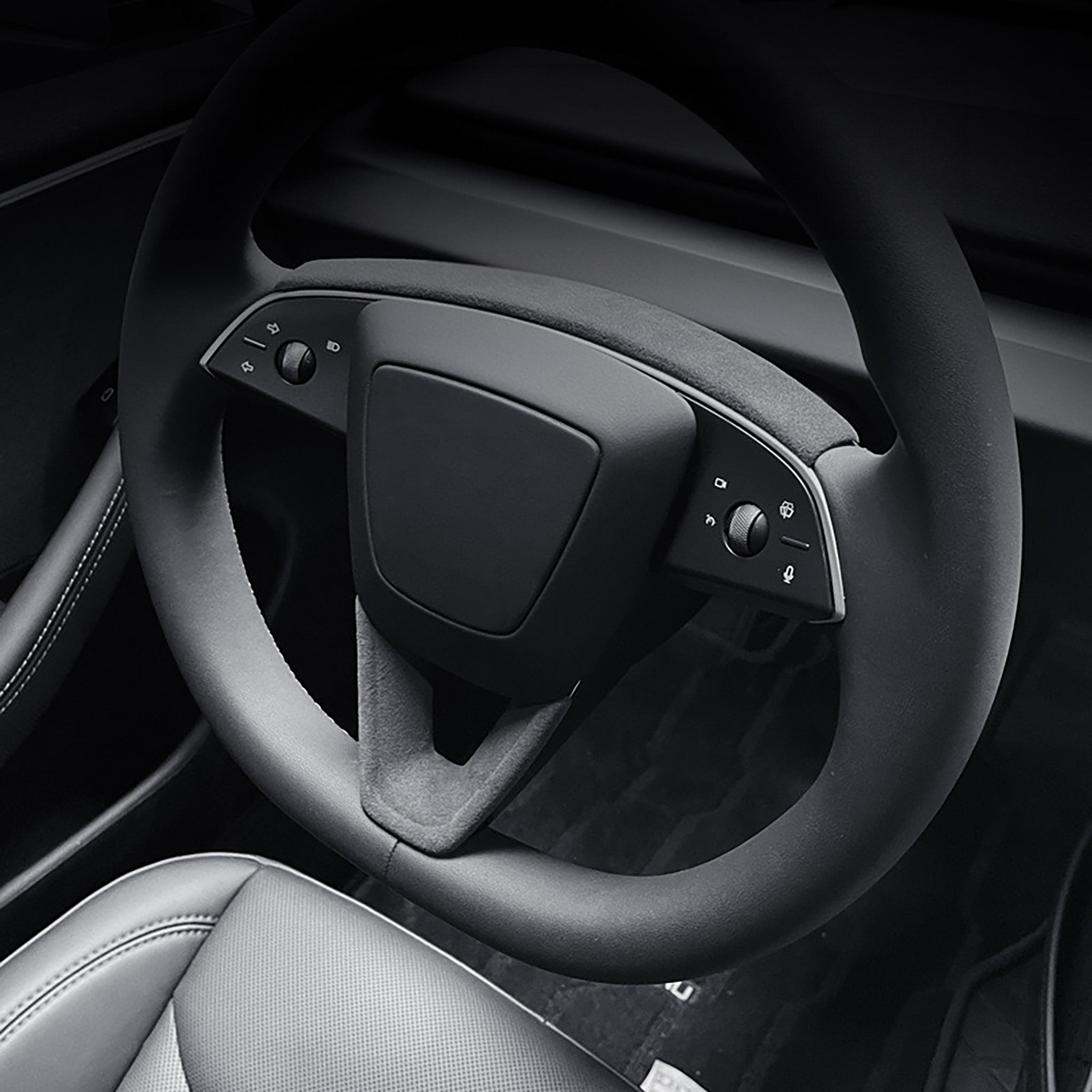 Tesla Alcantara Steering Wheel Lower Trim Cover for 2024+ Model 3 Highland & 2025+ Model Y Juniper