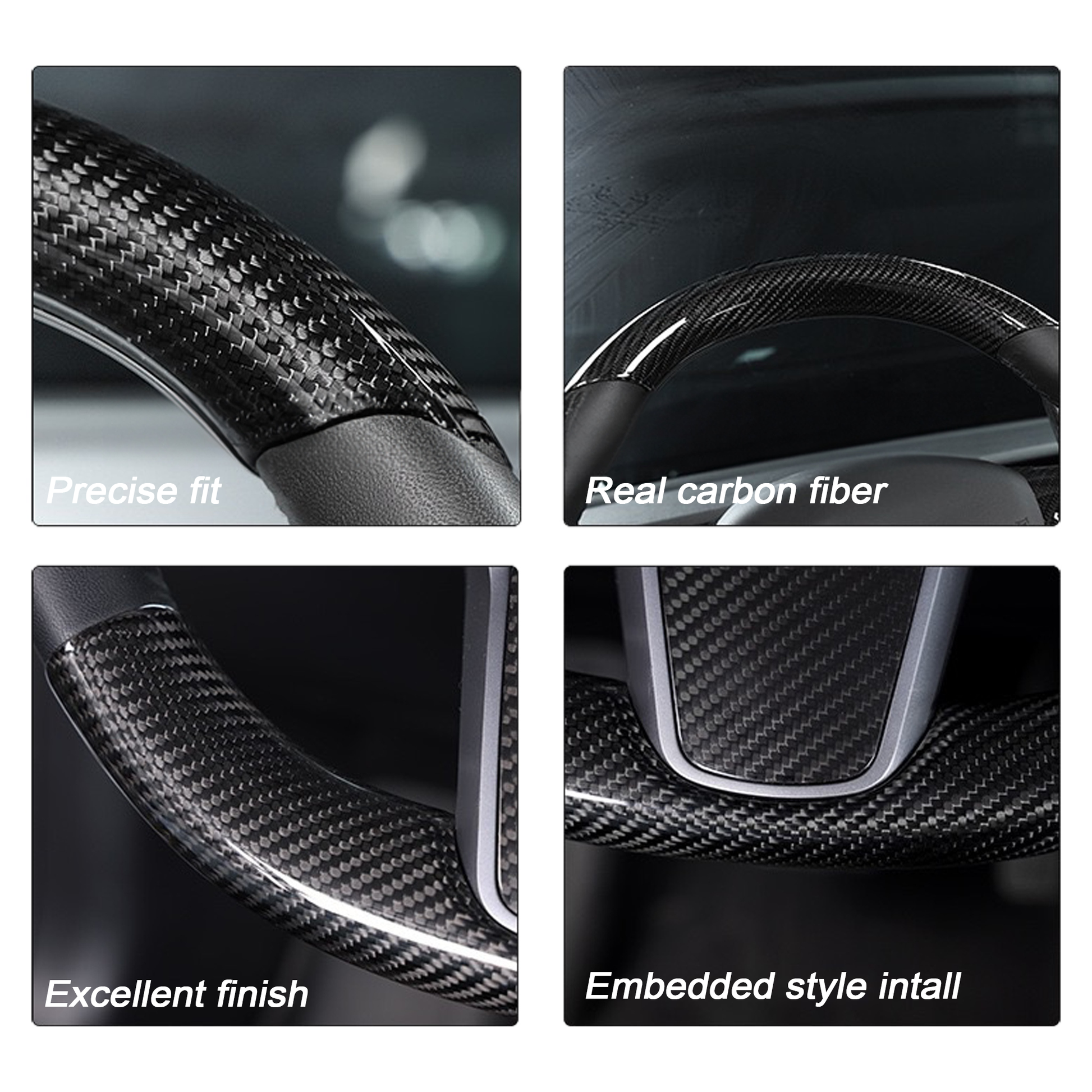 Telsa Model 3 Y Real Carbon Fiber Steering Wheel Cover Tesla Accessori -  EVBASE-Premium EV&Tesla Accessories