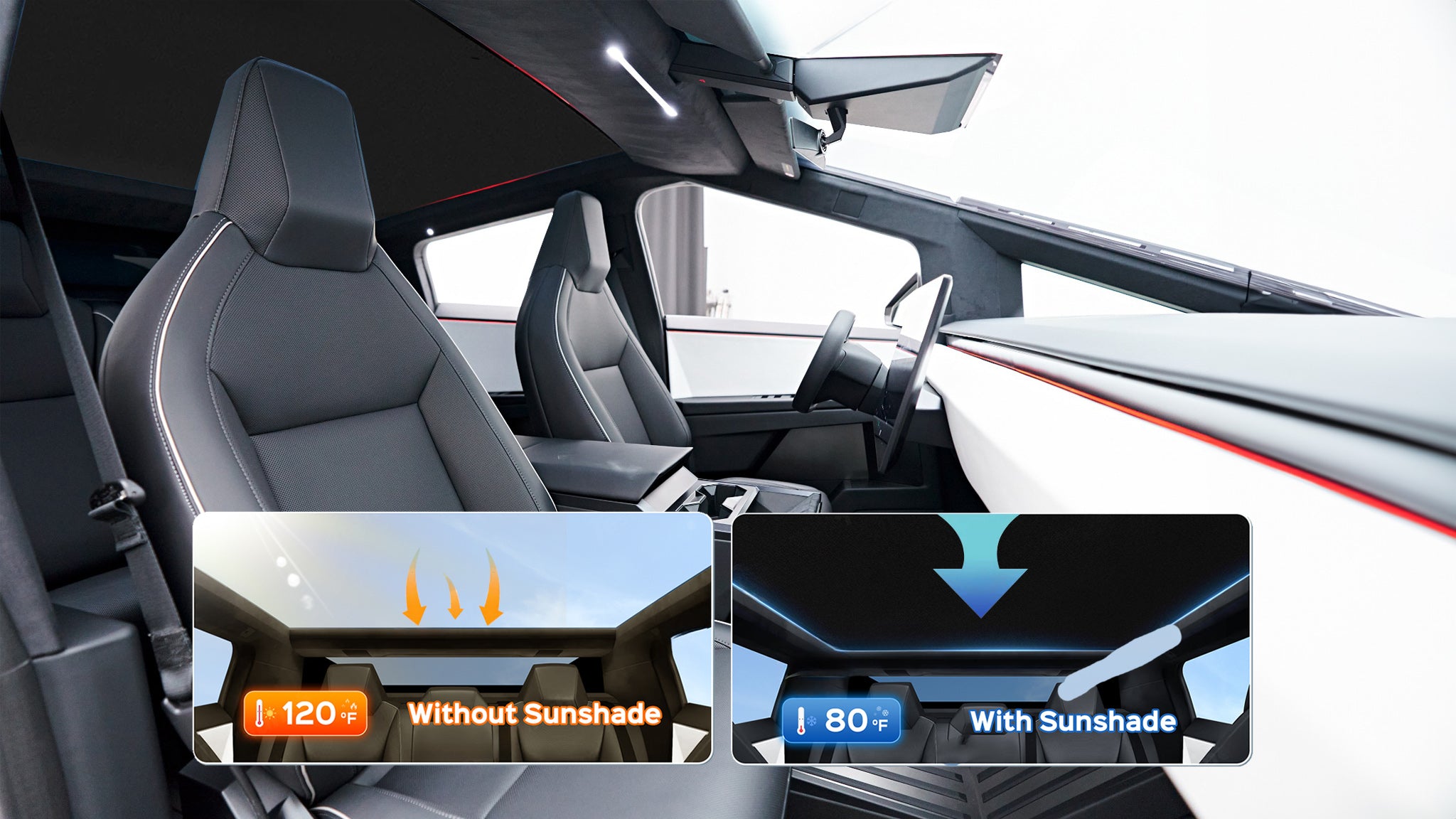 Cybertruck Ultimate Heat Blocking Electrostatic Adsorption Glass Roof Sunshade promotion 2