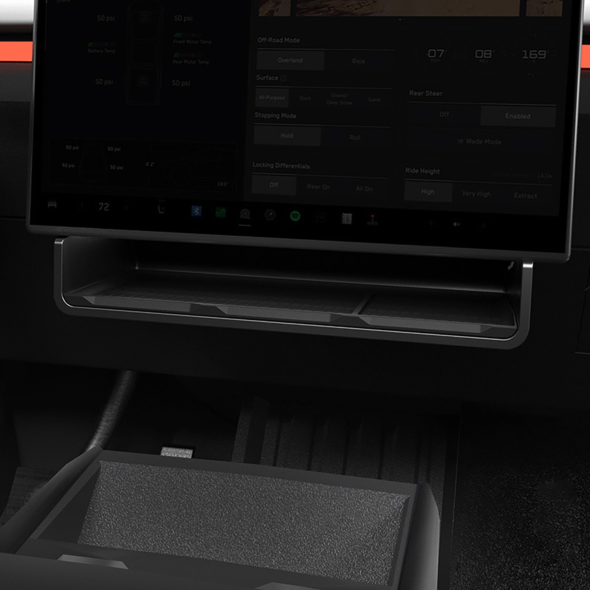 Tesla Cybertruck Under-Screen Storage Compartment – Durable, Non-Slip Organizer for Essentials