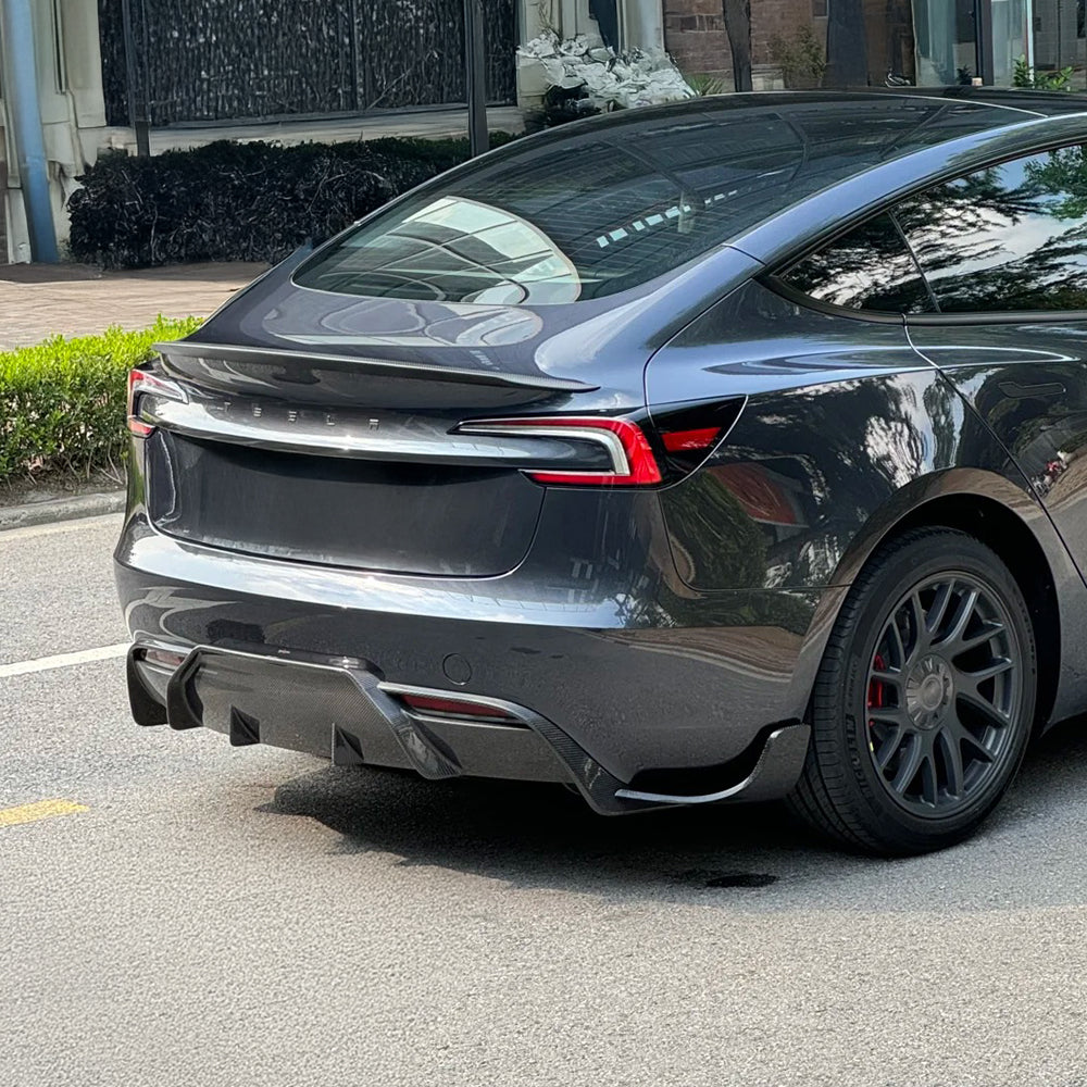 Real Carbon Fiber Rear Diffuser for Tesla Model 3 2024+ | OEM Fit Aerodynamic Upgrade | Standard & Long Range Only