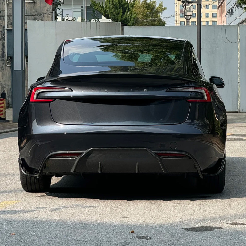 Real Carbon Fiber Rear Diffuser for Tesla Model 3 2024+ | OEM Fit Aerodynamic Upgrade | Standard & Long Range Only