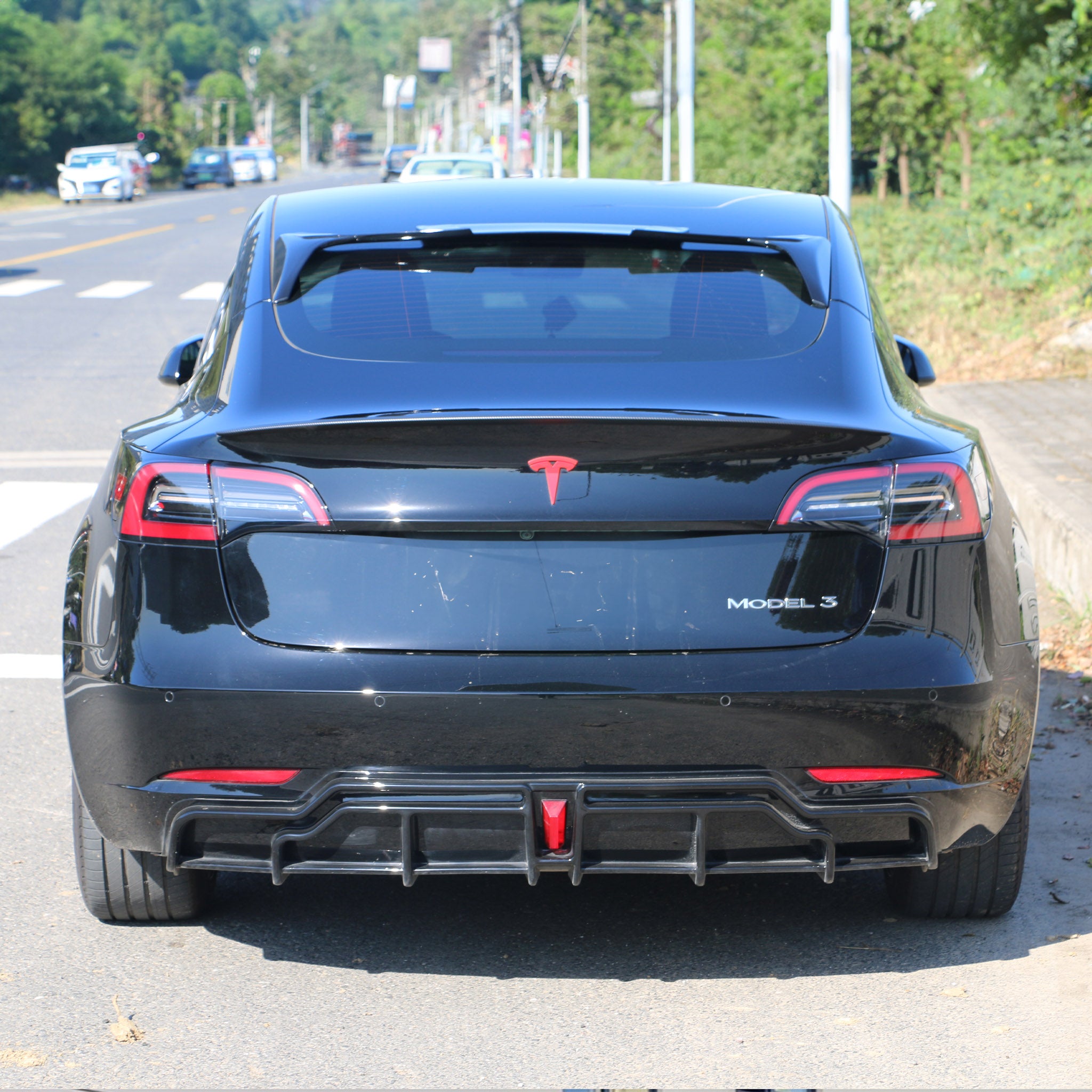 Tesla Model Y/3 Rear Diffuser Bumper Lip with LED Light