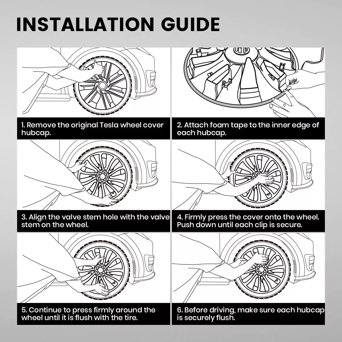 Tesla Model 3 Hubcaps 18 inch Performance Wheel Covers Installation Guide