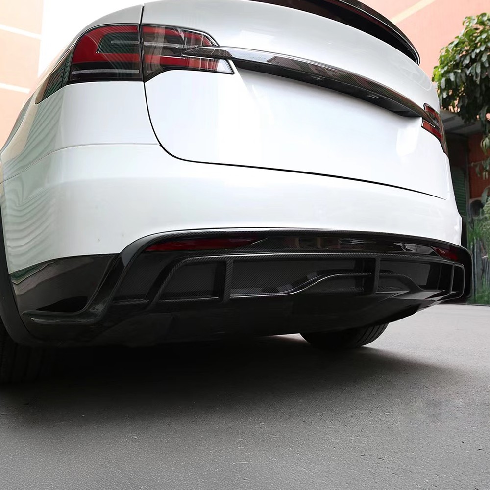 Tesla Model X Carbon Fiber Rear Bumper Diffuser Replacement| Matte/Glossy Finish | High-Performance Aerodynamic Aero Kit