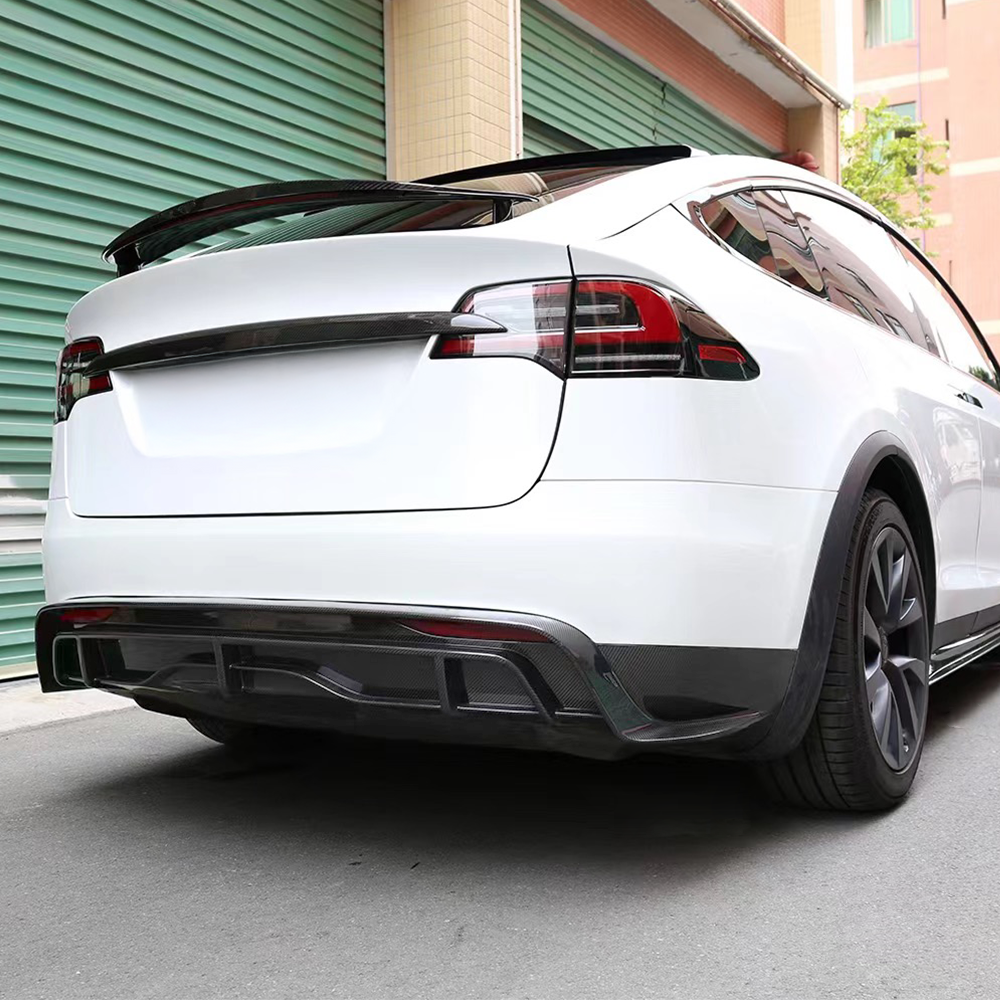 Tesla Model X Carbon Fiber Rear Bumper Diffuser Replacement| Matte/Glossy Finish | High-Performance Aerodynamic Aero Kit