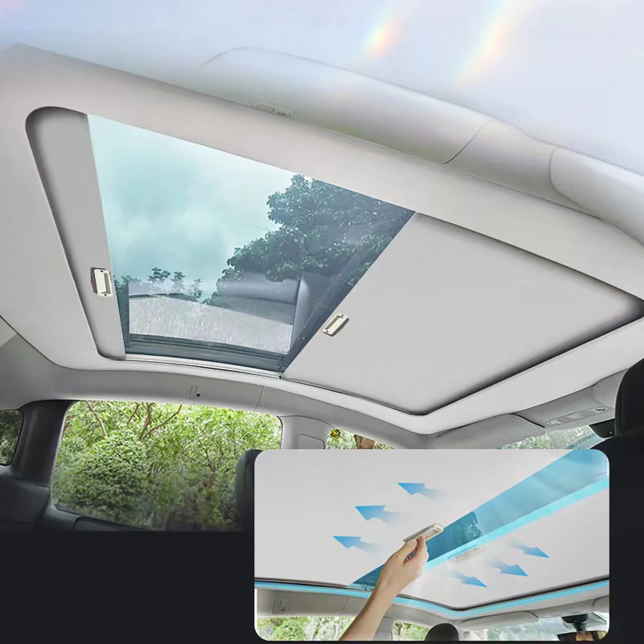 Yeslak Full Coverage Retractable Glass Roof Sunshade for Tesla Model Y, Model 3 (2017-2023), and Model 3 Highlands (2024+)