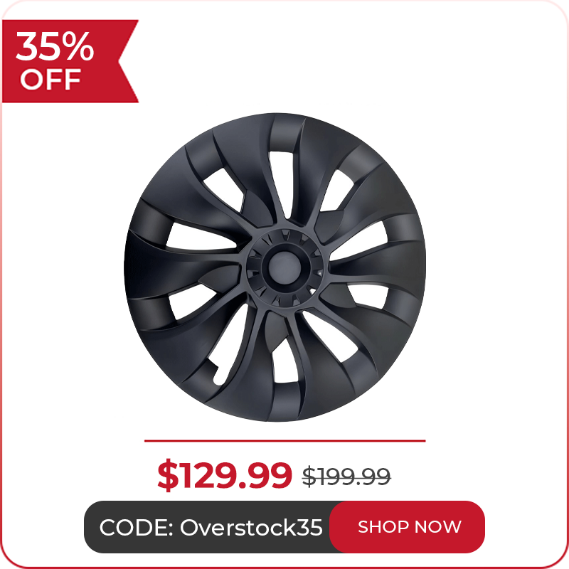 Uberturbine Style Hubcaps For Tesla Model 3 18'' Aero Wheels (Directional) (Overstcok)