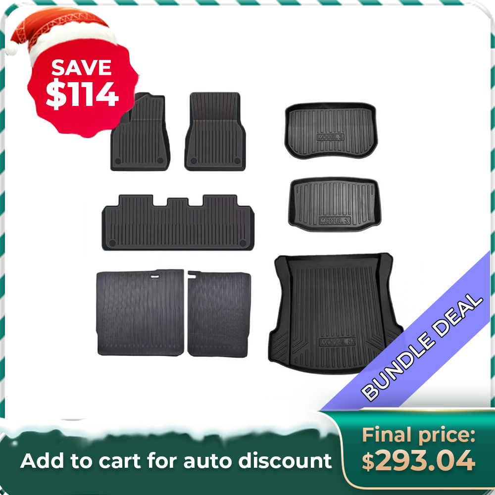 Bundle: Model 3 Floor Mats & Liners Full Set 8 PCS 2017-2023.9