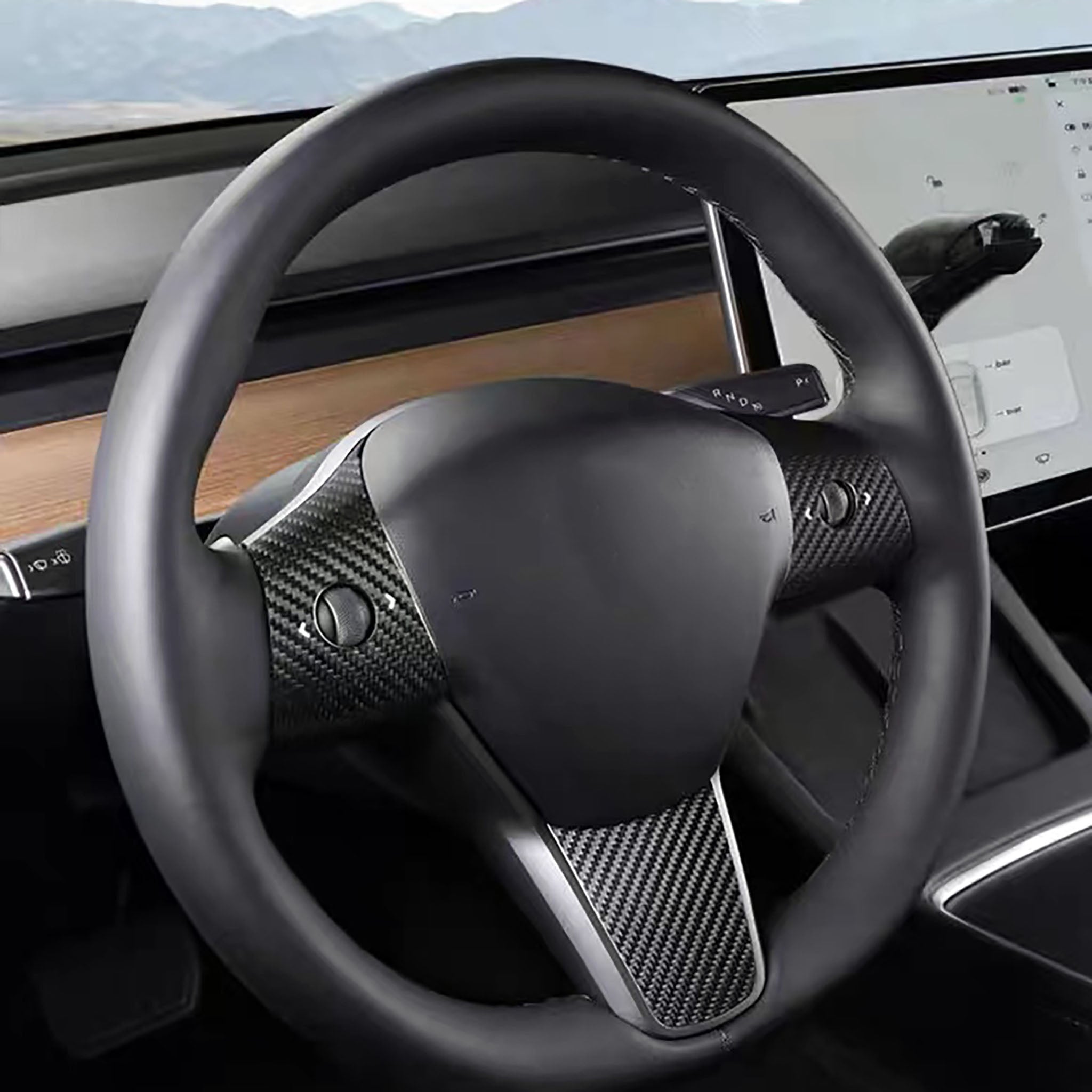 Carbonfaser-Textur-Lenkradabdeckung für Tesla Model 3 / Y